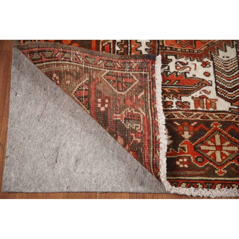 Hand Knotted Oriental 100% Wool Carpet Traditional Medallion Oranges & Rust Heriz Area Rug - 9' 6'' X 6' 10''