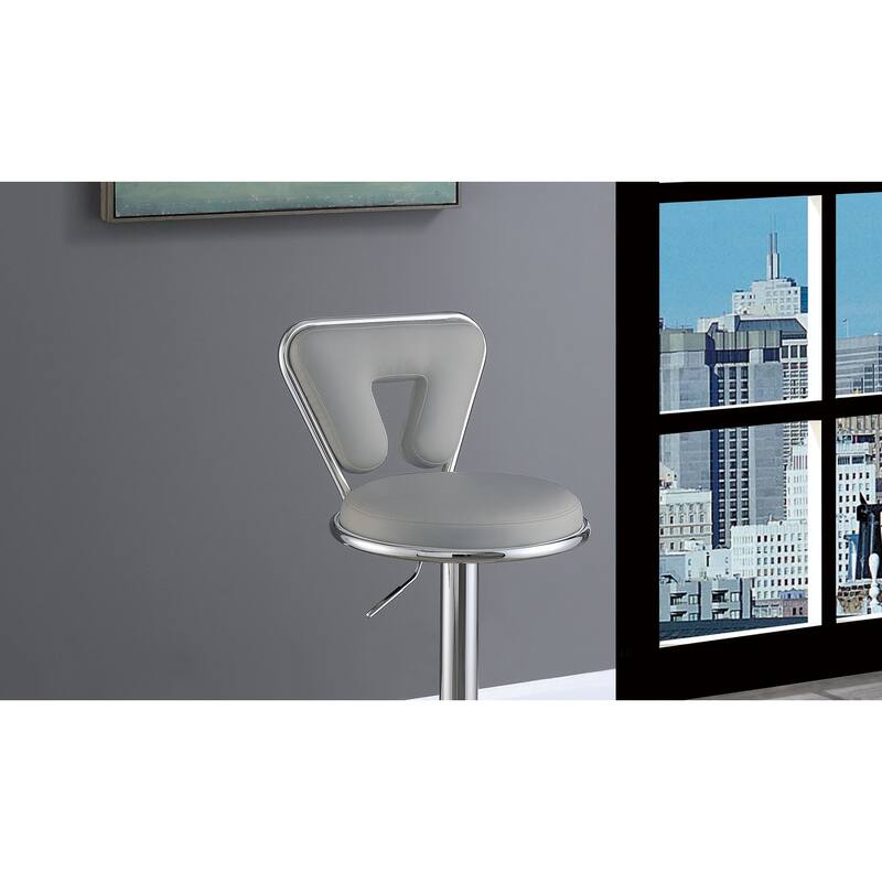 Adjustable Bar Stool Gas Lift Chair White Faux Leather Chrome Base Metal Frame Modern Stylish Set Of 2 Chairs