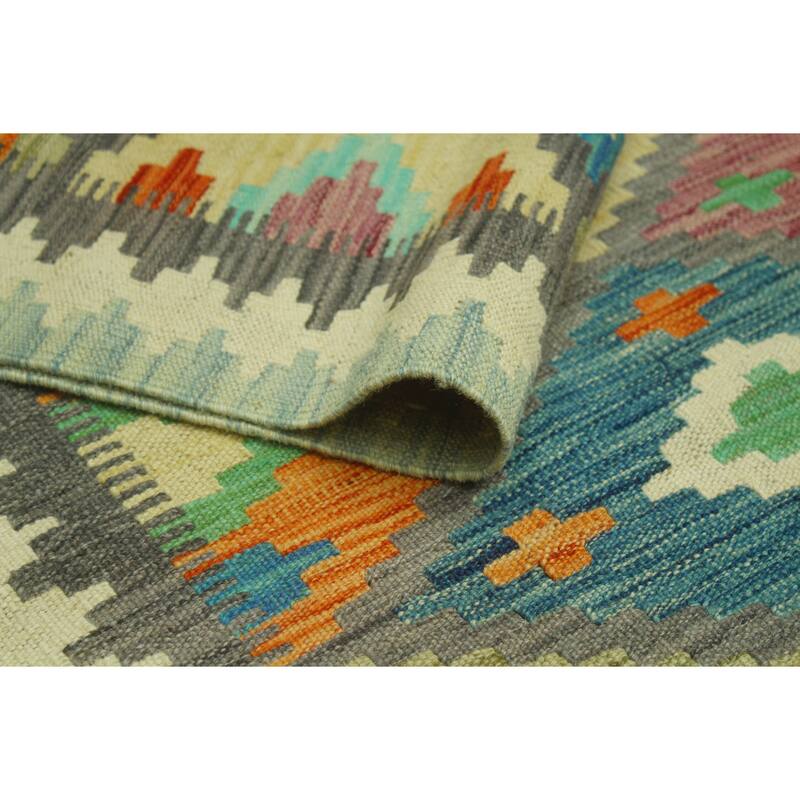 Sangat Flatweave Najib Rust/Ivory Rug - 4'4" x 5'11"