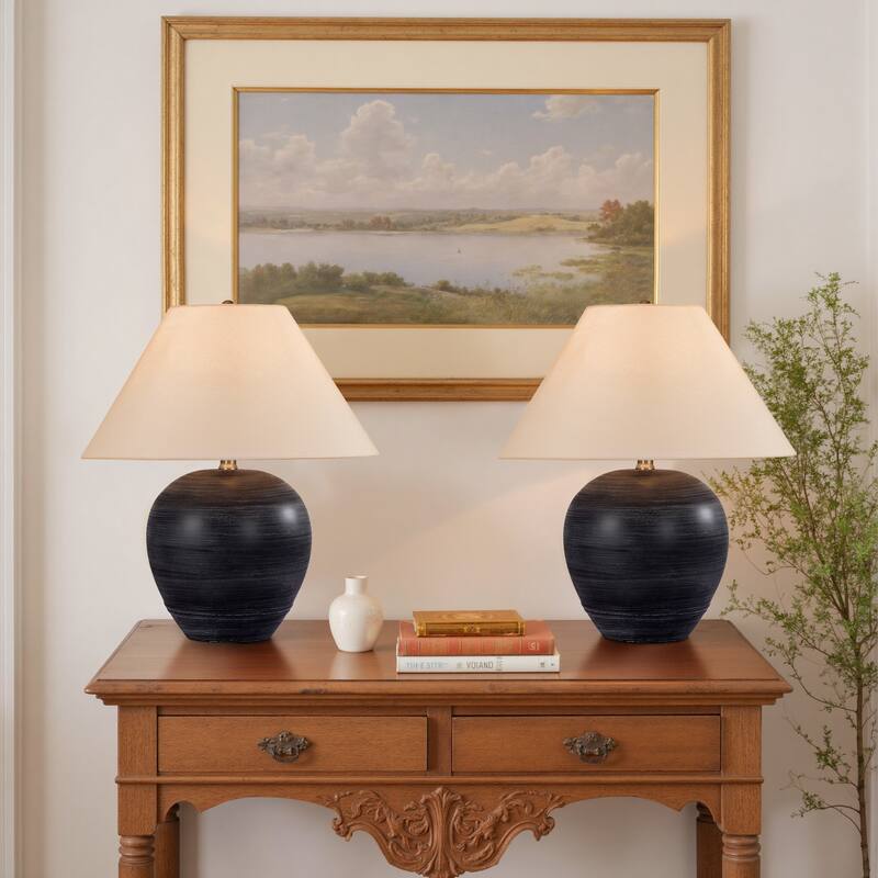 Ceramic Table Lamp with Linen Shade