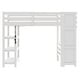 preview thumbnail 12 of 30, Wooden Loft Bed Frame with 4-tier Storage Shelf, Small Wardrobe, White LED Light and Storage Staircase, Space Saving Storage Bed