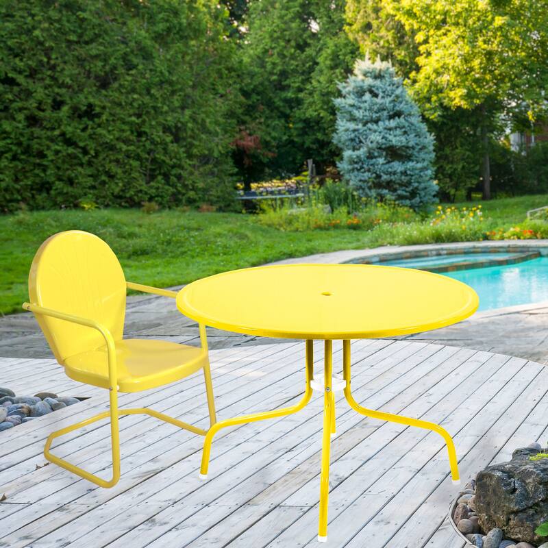 39.25-Inch Outdoor Retro Metal Tulip Table Yellow