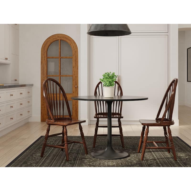 Pedestal Style Round Marble Top Dining Table - 40" - Black