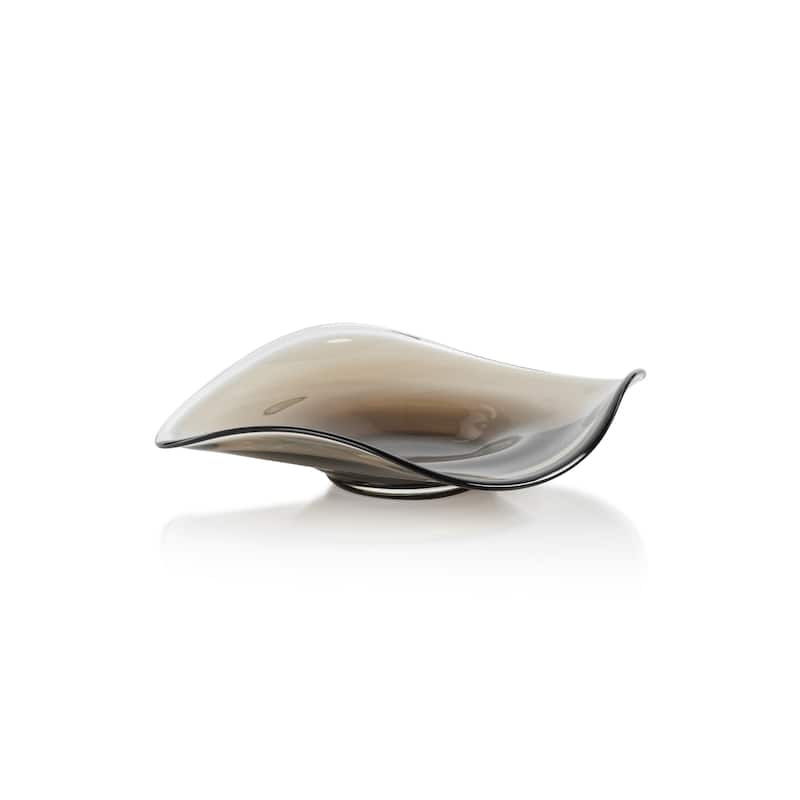 Vellerti Taupe Wave Glass Bowl - Small