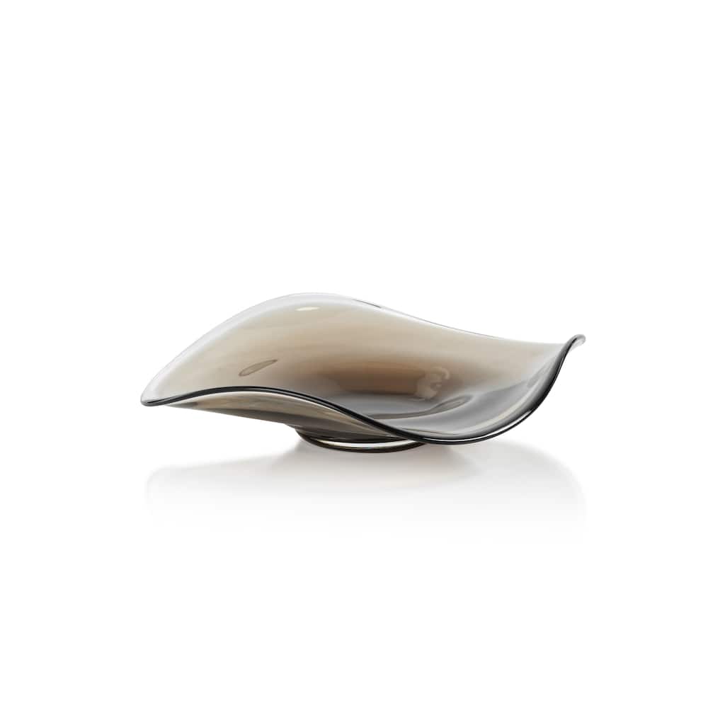 Vellerti Taupe Wave Glass Bowl