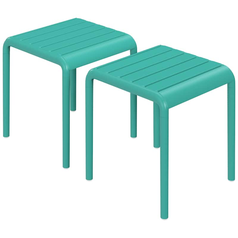 Frond and Form Square Outdoor Side Table (Set of 2) - Turquoise