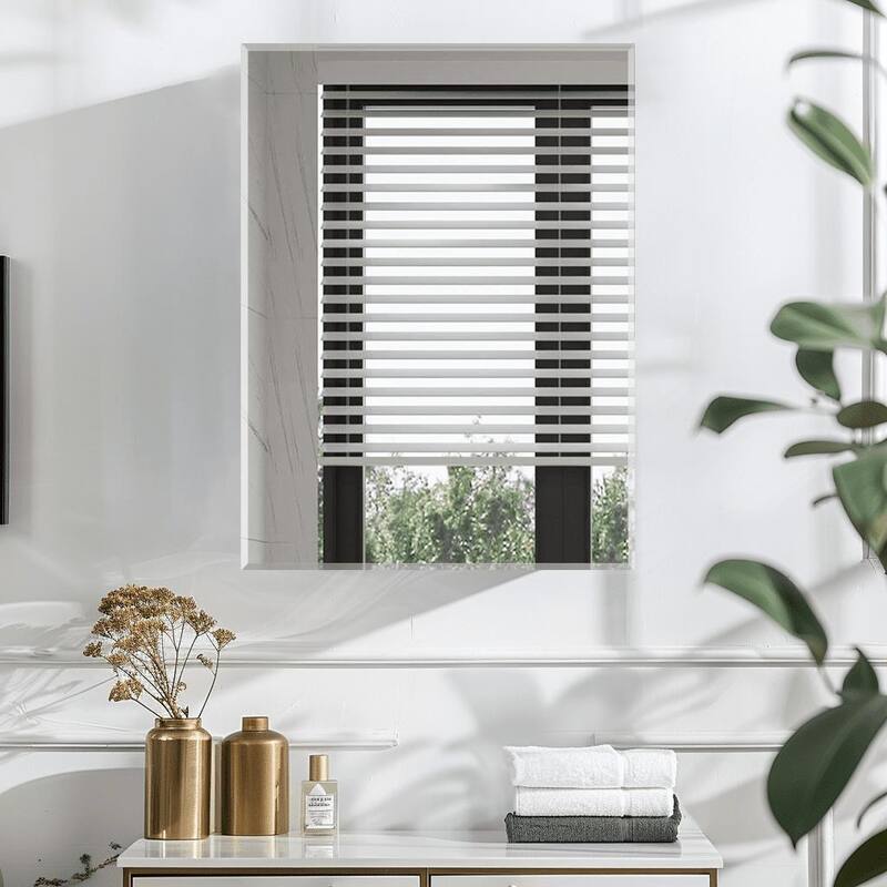 Bathroom Medicine Cabinet with Invisible Handle, Soft-Closing Hinge, Adjustable Glass Shelves