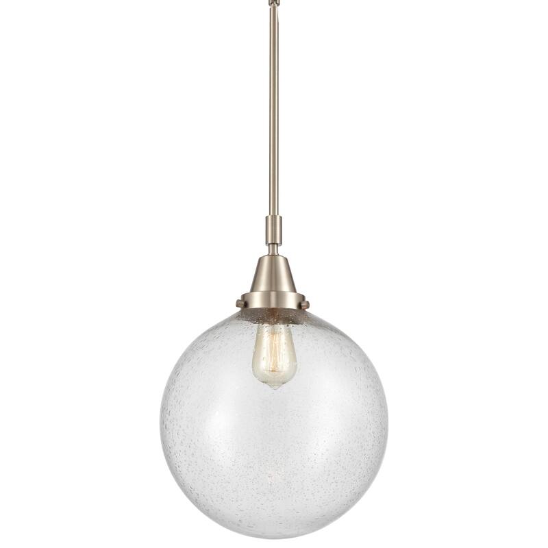 Innovations Lighting 447-1S-16-12 Beacon Pendant Beacon 12" Wide - Brushed Satin Nickel / Seedy