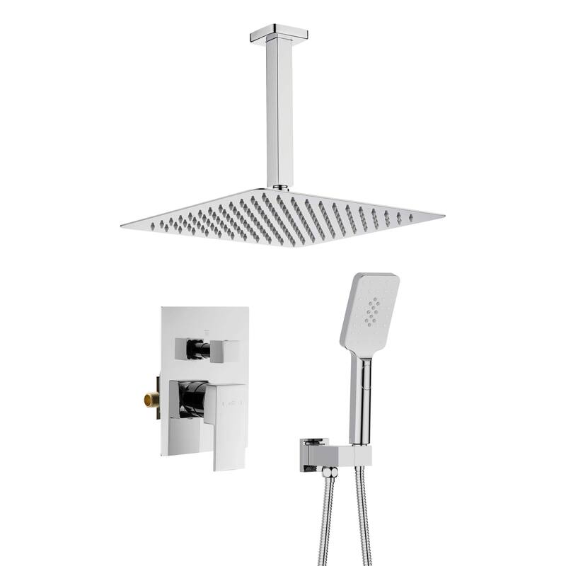 Pressure Balanced Ceiling Mounted 3-Function Shower System with Rough In Valve - Chrome