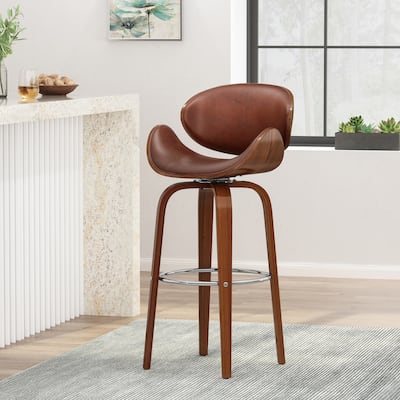 30" Mid-Century Modern Upholstered Swivel Barstool