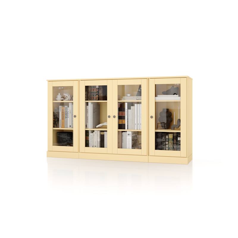 Palace Imports 100% Solid Wood 65" Sideboard with Clear Glass Doors and Adjustable Shelves