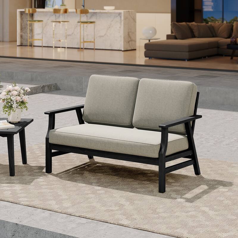 Casual Wood Cushioned 5-Piece Outdoor Patio Conversation Set