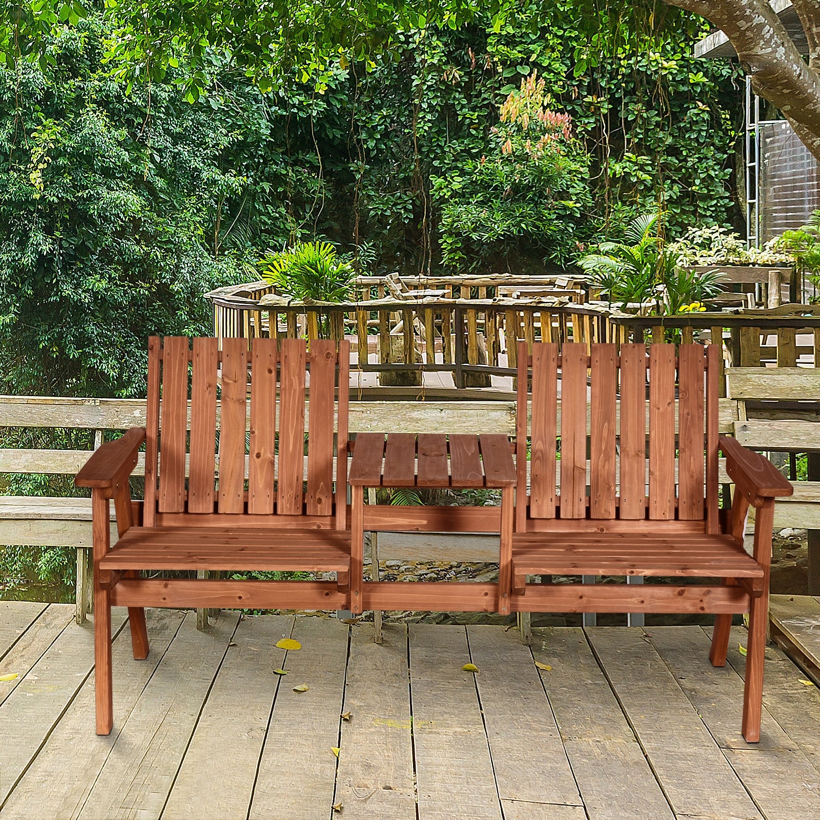 Wooden twin best sale garden seats