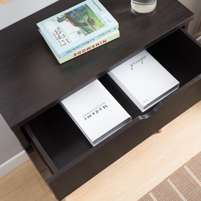 DH BASIC Mid-Century Modern Cappuccino 4-Drawer Chest by Denhour