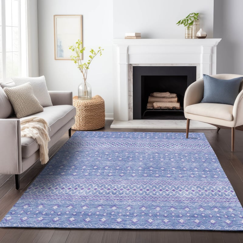 Premium Washable Super Soft Boho Geo Mayfield Rug - Sky - 5' x 7' 6" - Rectangle