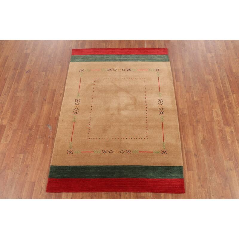 Striped Gabbeh Indian Foyer Rug Handmade Wool Carpet - 3'11"x 5'7"