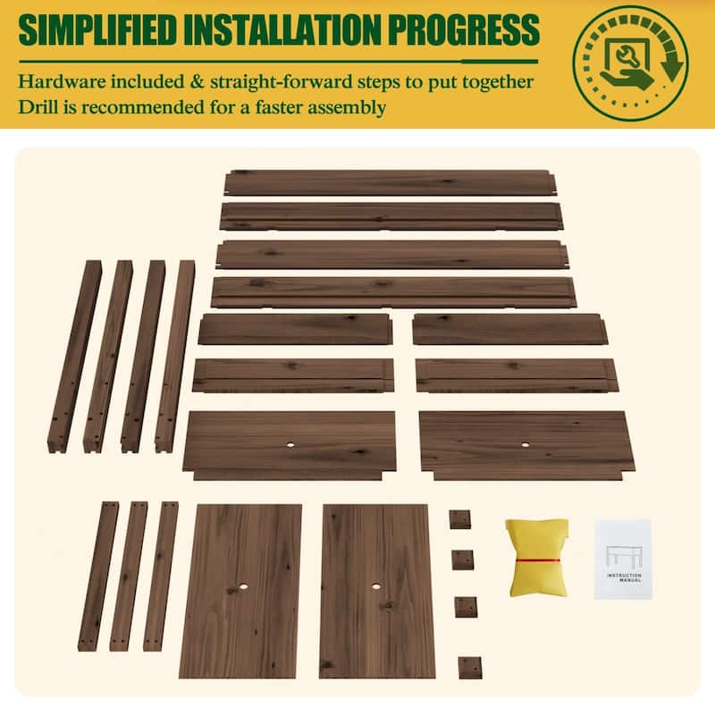 VEIKOUS Wood Raised Garden Bed with Drainage Holes, Outdoor Elevated Planter Box