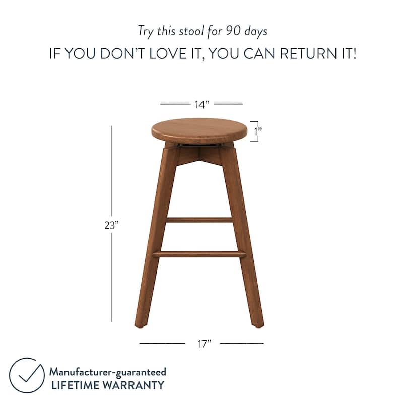 Nathan James Amalia Backless Counter Height 360 Swivel Seat Wood Bar Stool