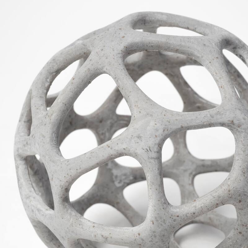 HomeRoots Light Gray Metal Hollow Orb Sculpture
