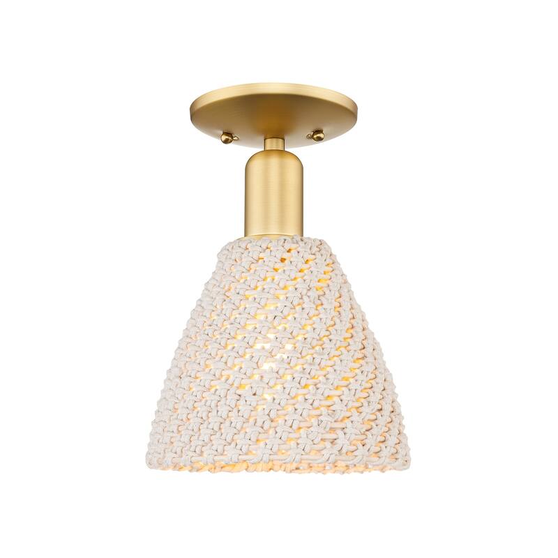 Innovations Lighting 716-1C-11-8 Natural Ballston Dome Semi-Flush - Satin Gold / Natural