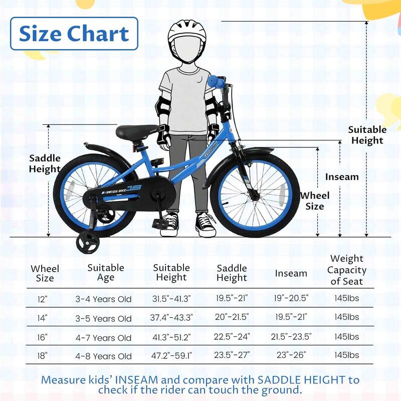 Costway 14" Kids Bike with Removable Training Wheels Adjustable Seat & - See Details