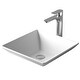 preview thumbnail 1 of 8, Karran Quattro Matte White Acrylic 16 in. Square Bathroom Vessel Sink with Faucet and drain in Stainless Steel