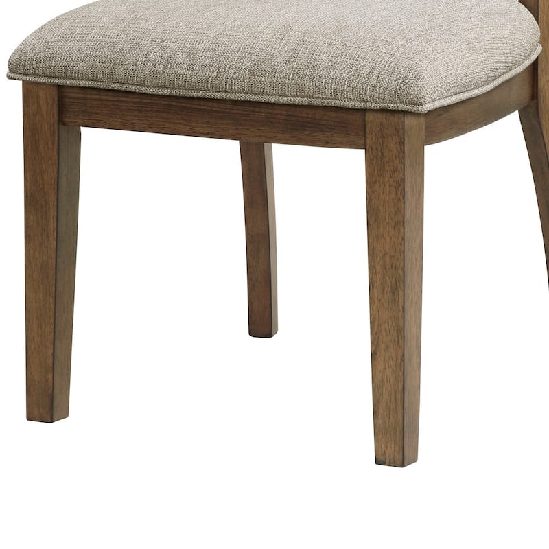 Brown/Beige Fabric Upholstered Wood Frame Dining Chair, Set of 2, Sturdy Dining Chair for Dining Rooms - 19