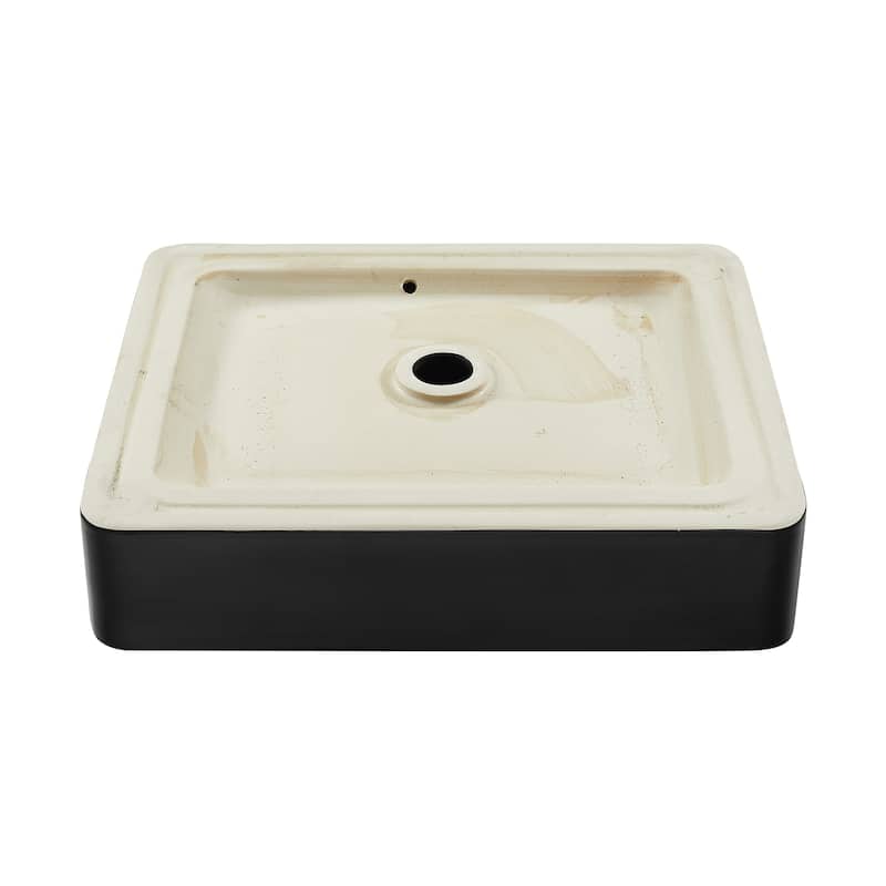 Bastille Rectangle Ceramic Vessel Sink, Matte Black - 20.05" x 15.95" 4.3"