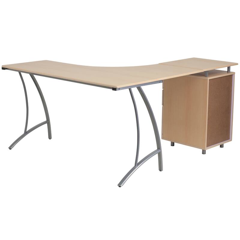 Laminate L-Shape Desk with Three Drawer Pedestal