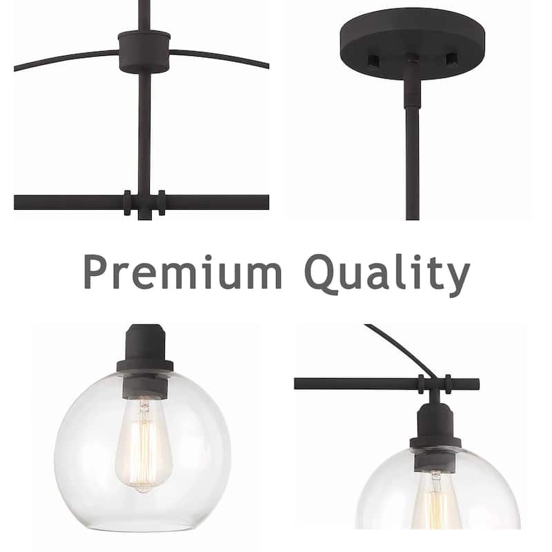35In Modern Farmhouse 3-light Black Linear Chandelier Kitchen Island Pendant - 35 inches
