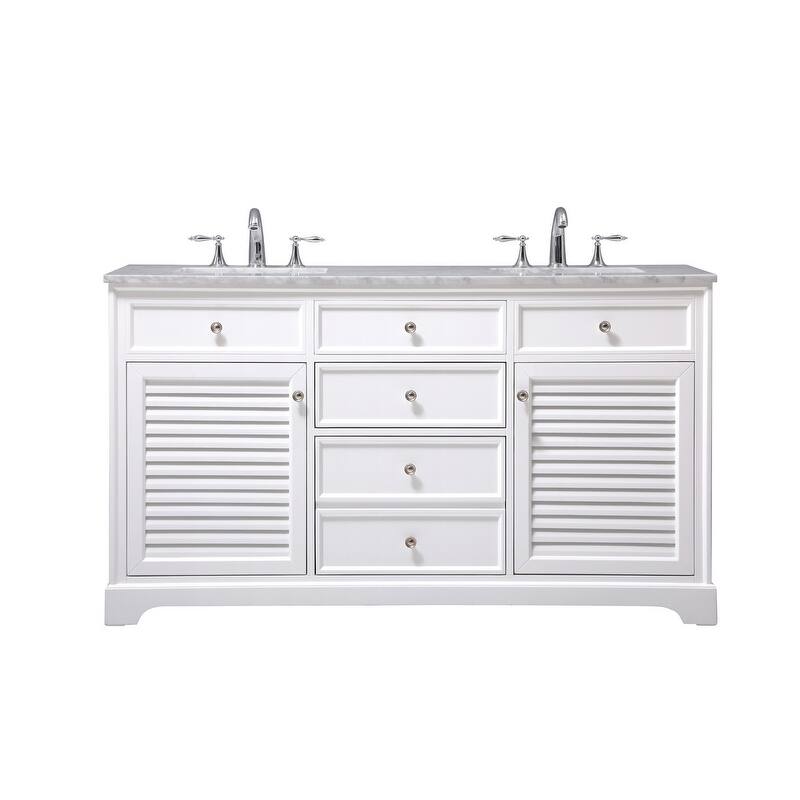 Contemporary 60" Double Bathroom Vanity Set - White