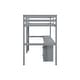 preview thumbnail 32 of 38, Twin Loft Wood Bed with Under-bed, Built-in Desk, a Storage Cabinet of 2 Drawers, Guardrails, Ladder