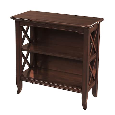Transitional Cherry Wooden Newport Low Rectangular Bookcase