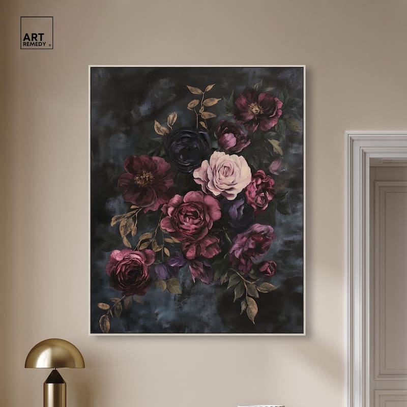 Vintage Dark Roses Canvas by Art Remedy