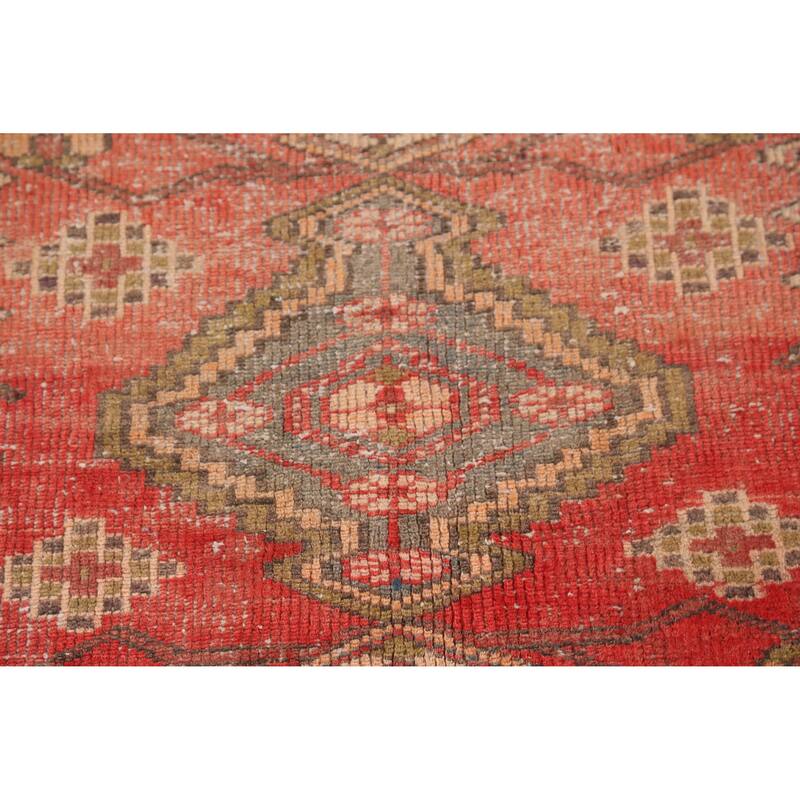 Hand Knotted Oriental 100% Wool Carpet Traditional Geometric Red Hamedan Area Rug - 6' 4'' X 4' 0''