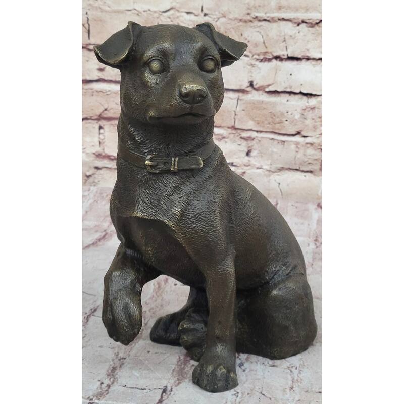 Handmade Bronze Jack Russell Terrier Puppy Dog Figurine Sculpture Signed Art Decor