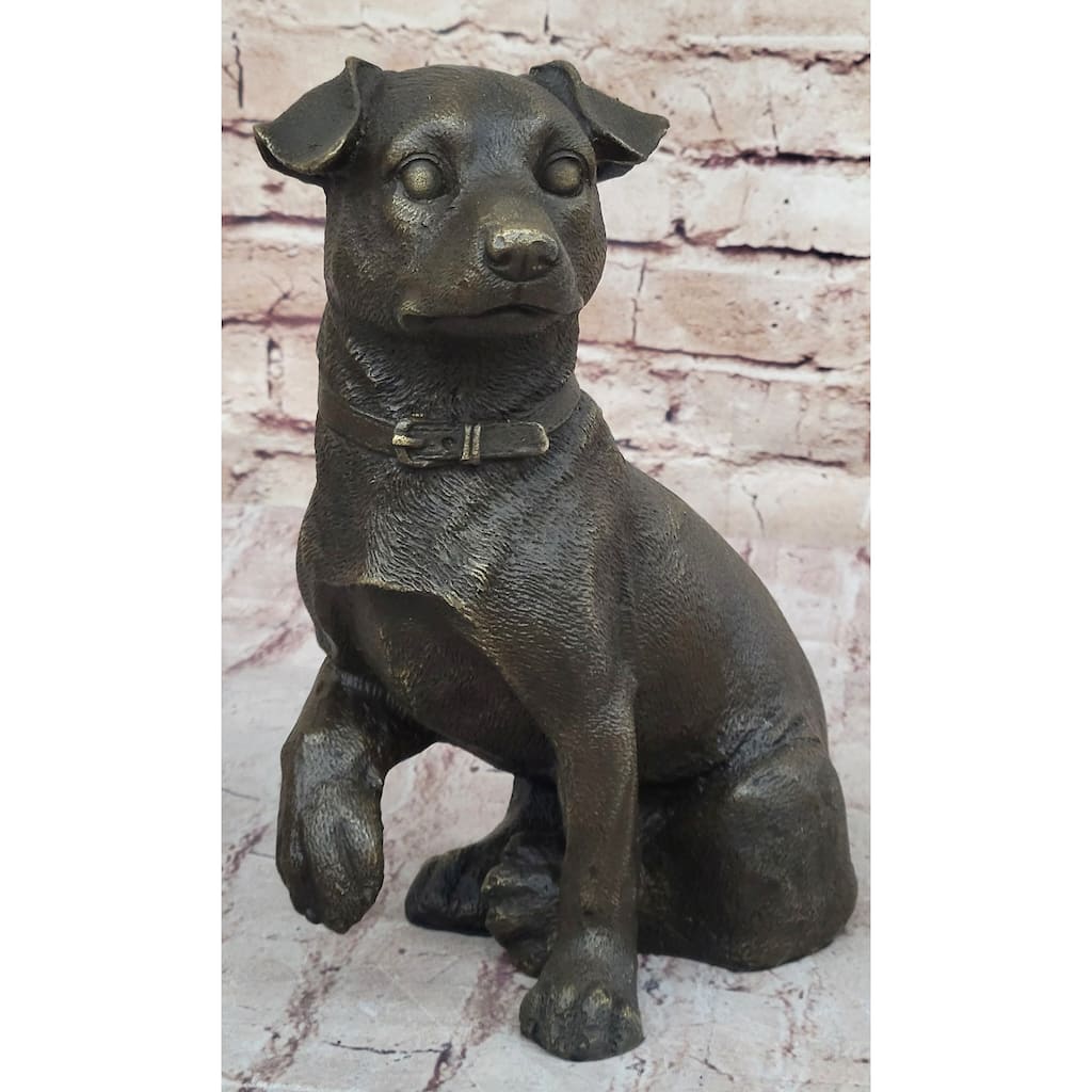 Handmade Bronze Jack Russell Terrier Puppy Dog Figurine Sculpture Signed Art Decor