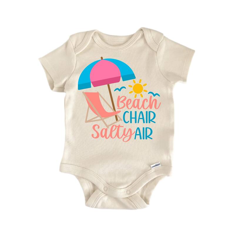 Beach Chair Salty Air - Baby Boy Girl Clothes Infant Bodysuit Funny Cute - Pink - 0-3M