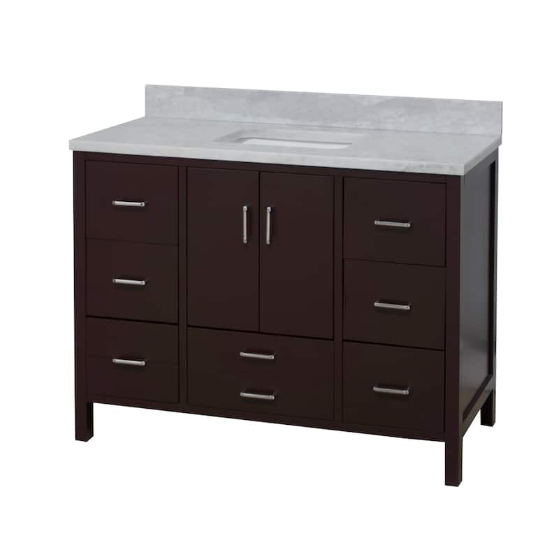 KitchenBathCollection California 48" Bathroom Vanity with Carrara Marble Top