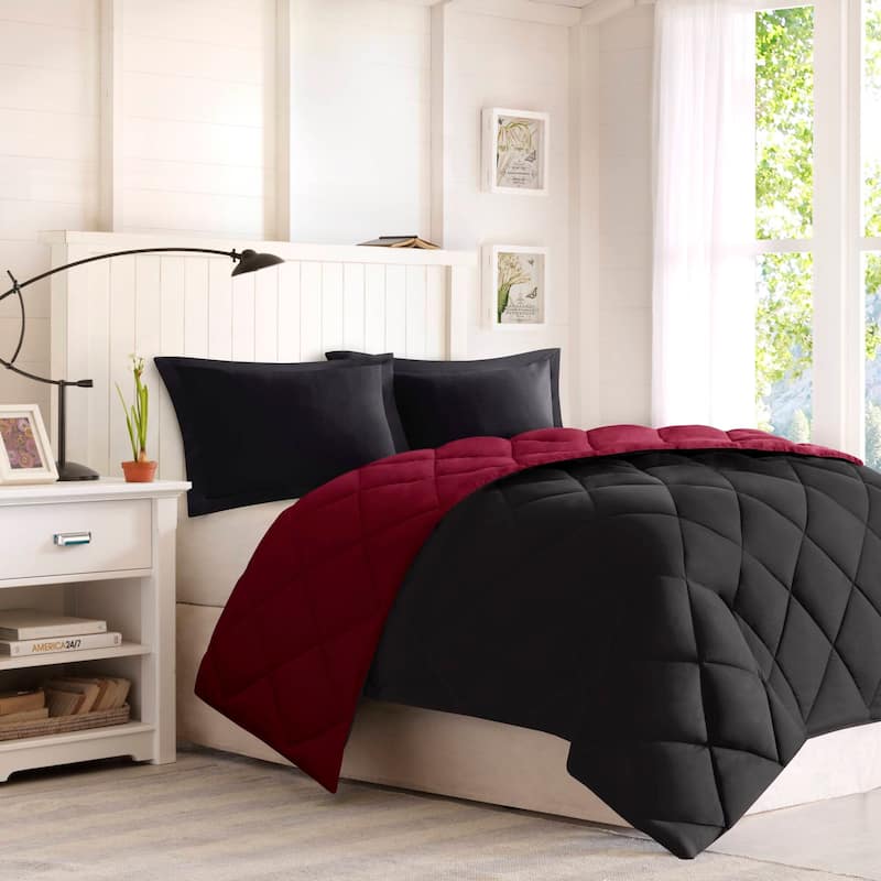 Madison Park Essentials Windsor 3M Scotchgard Diamond Quilting Reversible Down Alternative Comforter Set
