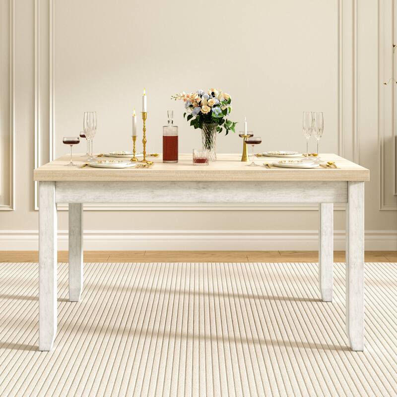 Javlergo Dining Table Set, Solid Wood Kitchen Table Set with 4 Upholstered Chairs for Kitchen