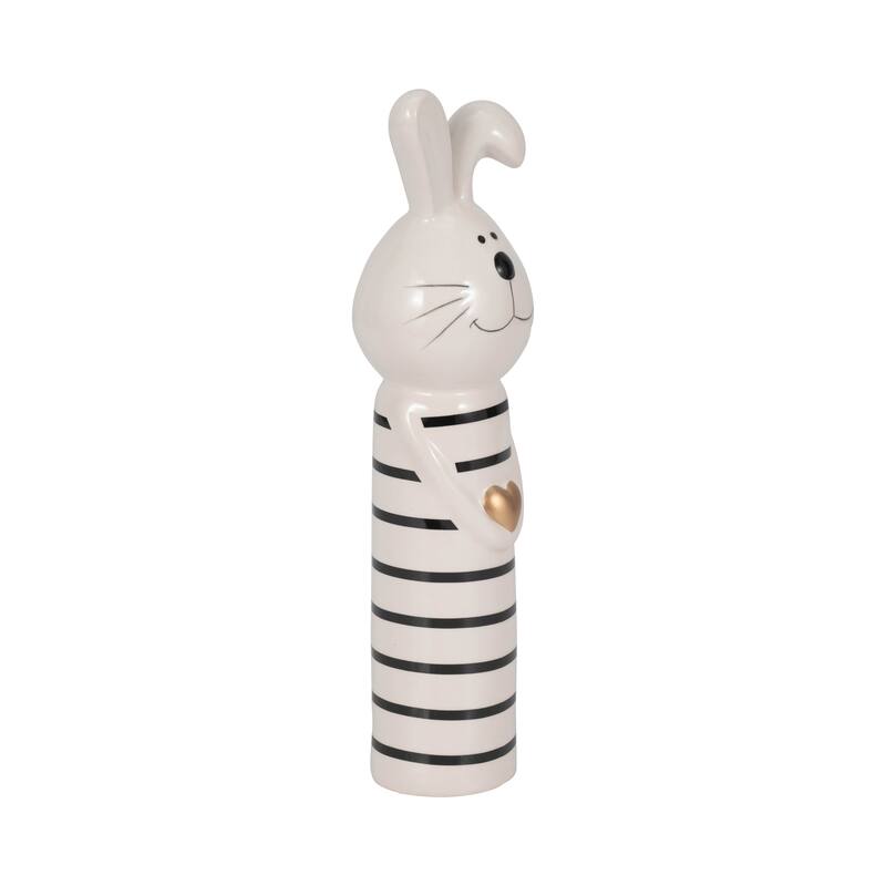 Sagebrook Home Lines Bunny With Gold Heart, White/Black