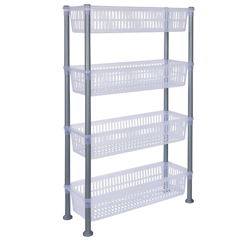 Kitchen Details 4 Tier Slim Basket Shelf in Clear - 19.7"x 7.9"x 31.7"