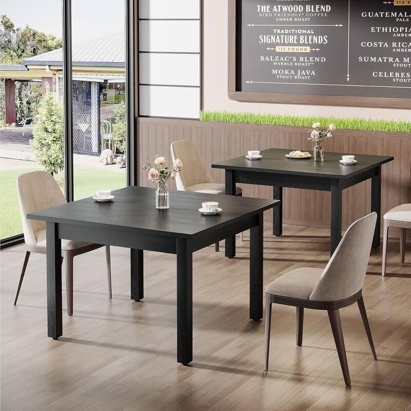 Square Wood Dining Table, Farmhouse Kitchen Table for Living/Dining Room