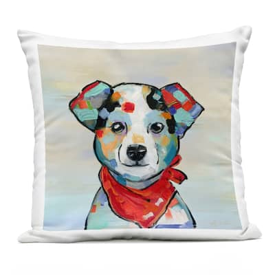 Stupell Dog Portrait with Red Bandana Printed Outdoor Throw Pillow Design by Sally Swatland