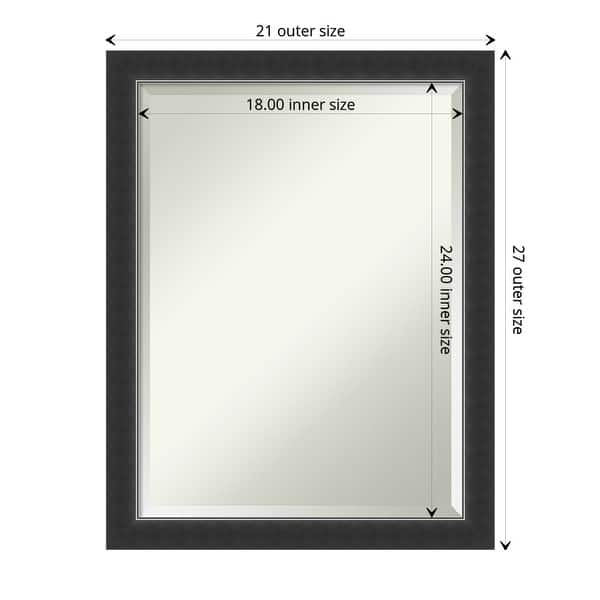 dimension image slide 1 of 4, Beveled Wood Bathroom Wall Mirror - Corvino Black Frame