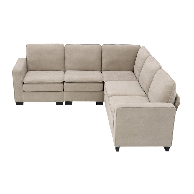 89*89" Oversized Velvet Modern Sectional Sofa,Large L Shaped Upholstered Indoor Furniture with Double Cushions