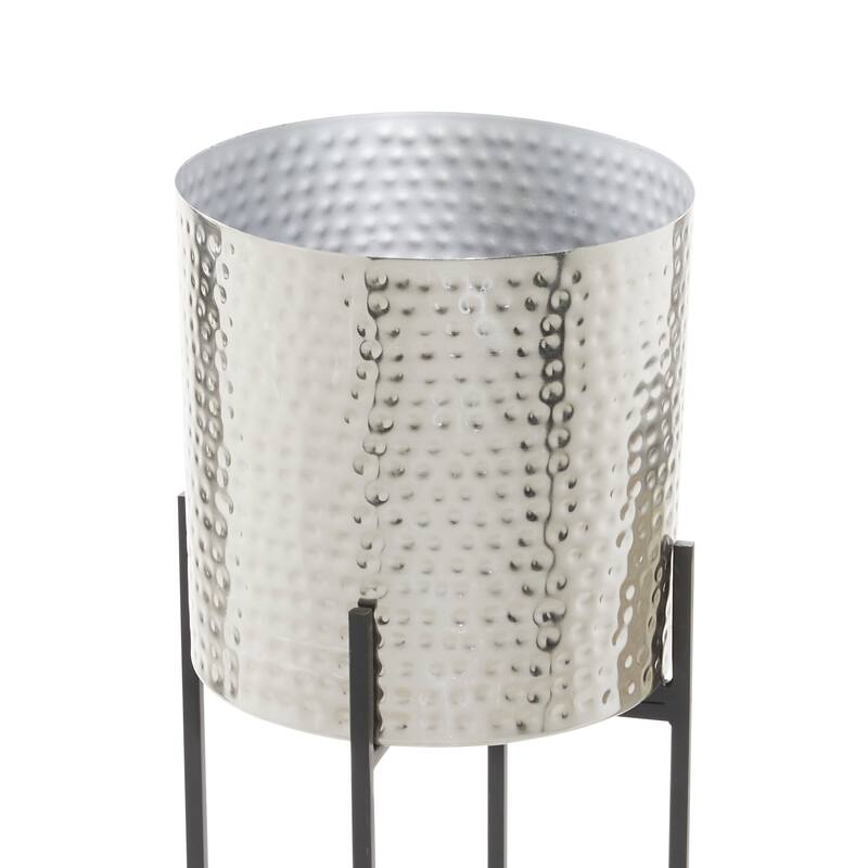 Black or Silver Modern Glam Contemporary Planter Stand (Set of 2) - S/2 24", 33"H