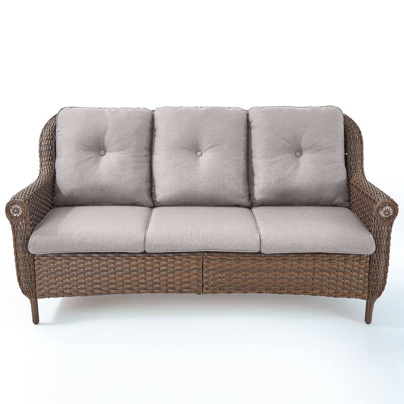 Pocassy Wicker Patio Conversation Set for Backyard