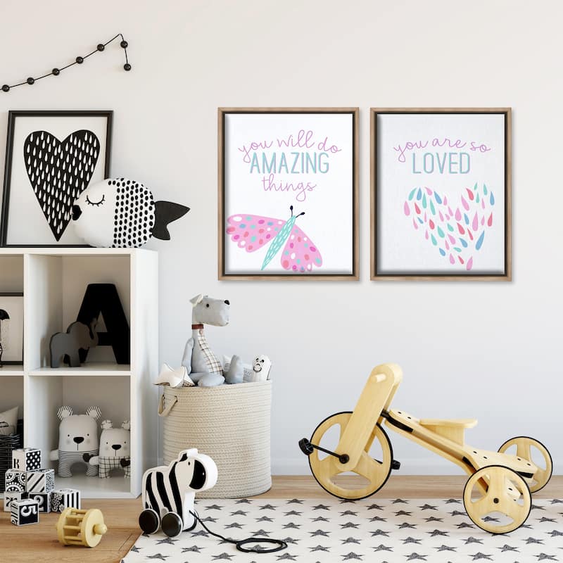 Stupell Pastel Inspirations with Dragonfly Framed Floater Canvas Wall Art Design By Kim Allen (Set of 2)